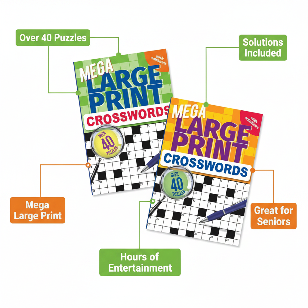 Mega Large Print Crossword Book - Book Numbers Vary