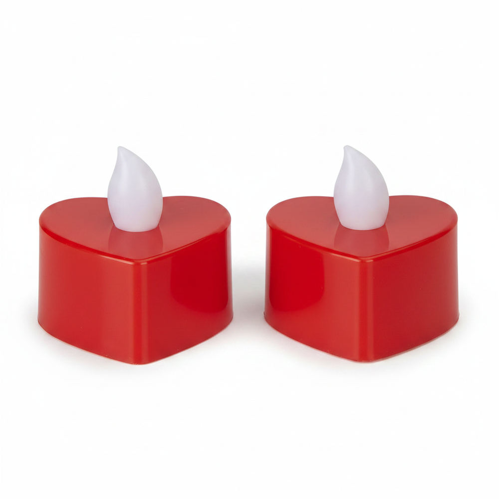 Heart-Shaped Battery Tea Lights – 2 Pack