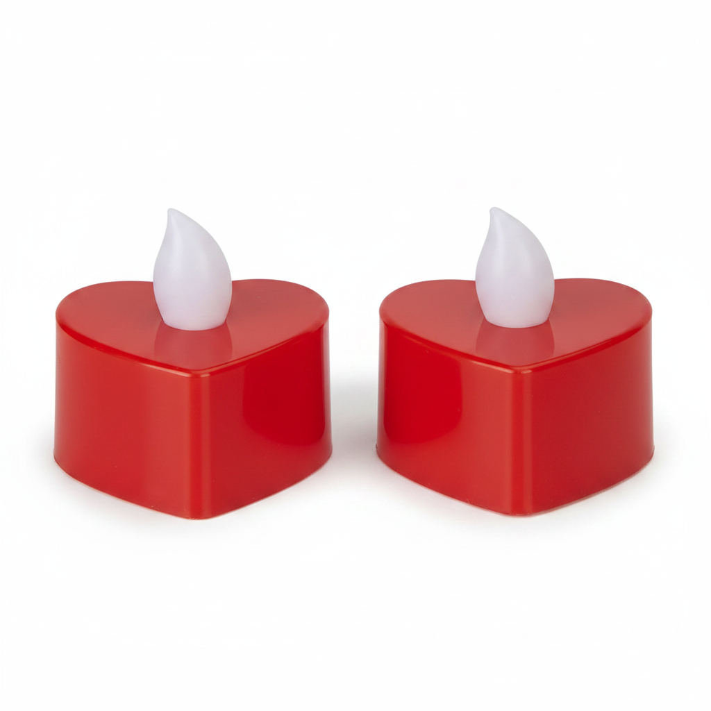 Heart-Shaped Battery Tea Lights – 2 Pack