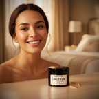 Radiant confident woman with flawless skin in golden hour light, Leichner Camera Clear Foundation