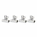 Tiger Binder Letter Clips 30mm Pack of 4 - studio hero shot on pure white background, all 4 chrome silver clips centred