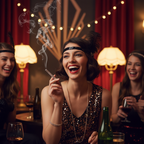 Person entertaining friends with fake cigarettes at themed party - hilarious prank moment