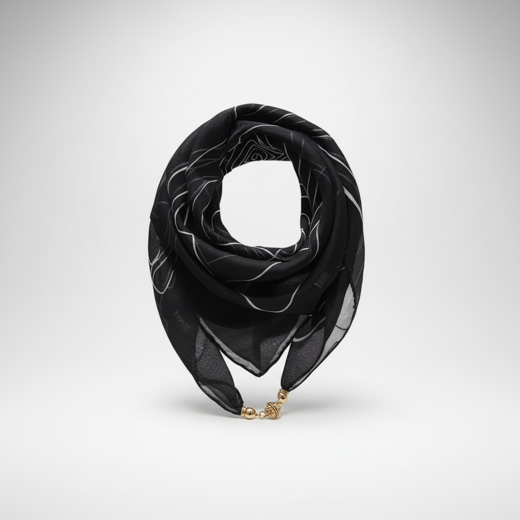 Women's black striped pattern neck gaiter scarf on clean white background — Why Not Shop