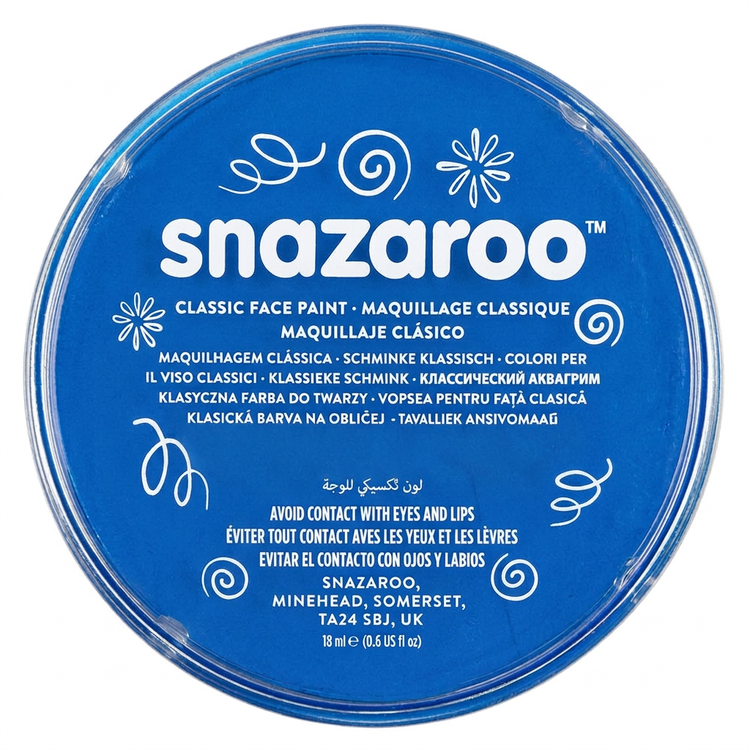 Snazaroo Classic Sky Blue Face Paint 18ml round pot on a white background