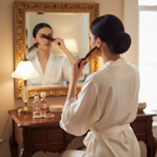 Woman creating sleek updo hairstyle using fine-tooth tortoiseshell comb - Hair Comb Set lifestyle