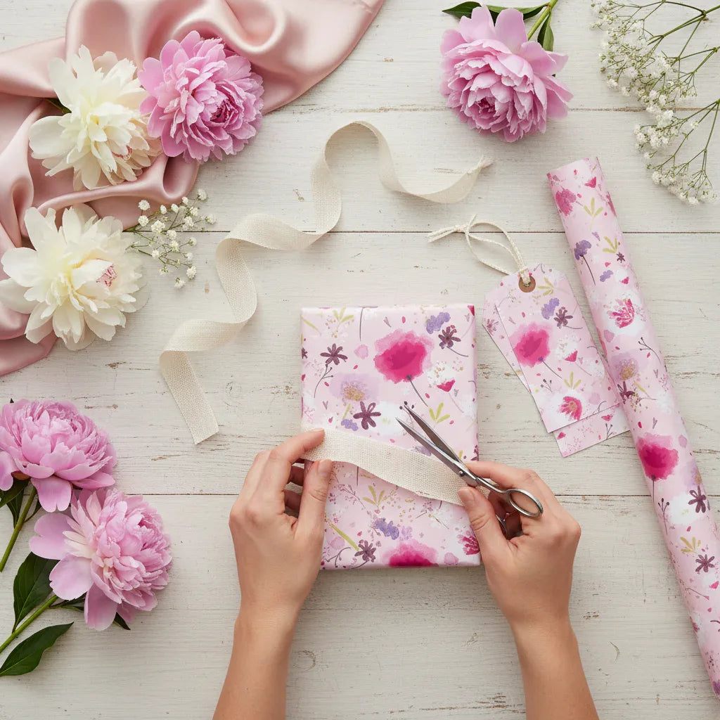 Folded Wrap & Tags Floral Pink - Why Not Shop