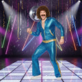 Wicked Costumes Men's Brown Perm Wig with Moustache - 70s Disco Style - Why Not Shop