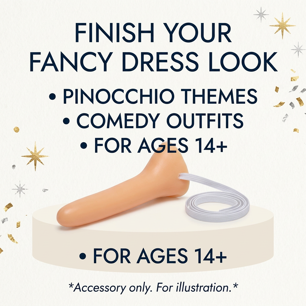 Funny Long Nose Liar fancy dress guide for Pinocchio themes and comedy outfits, ages 14+