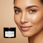 Flawlessly blended Leichner foundation result — radiant, even, camera-ready skin in Blend of Biscuit shade