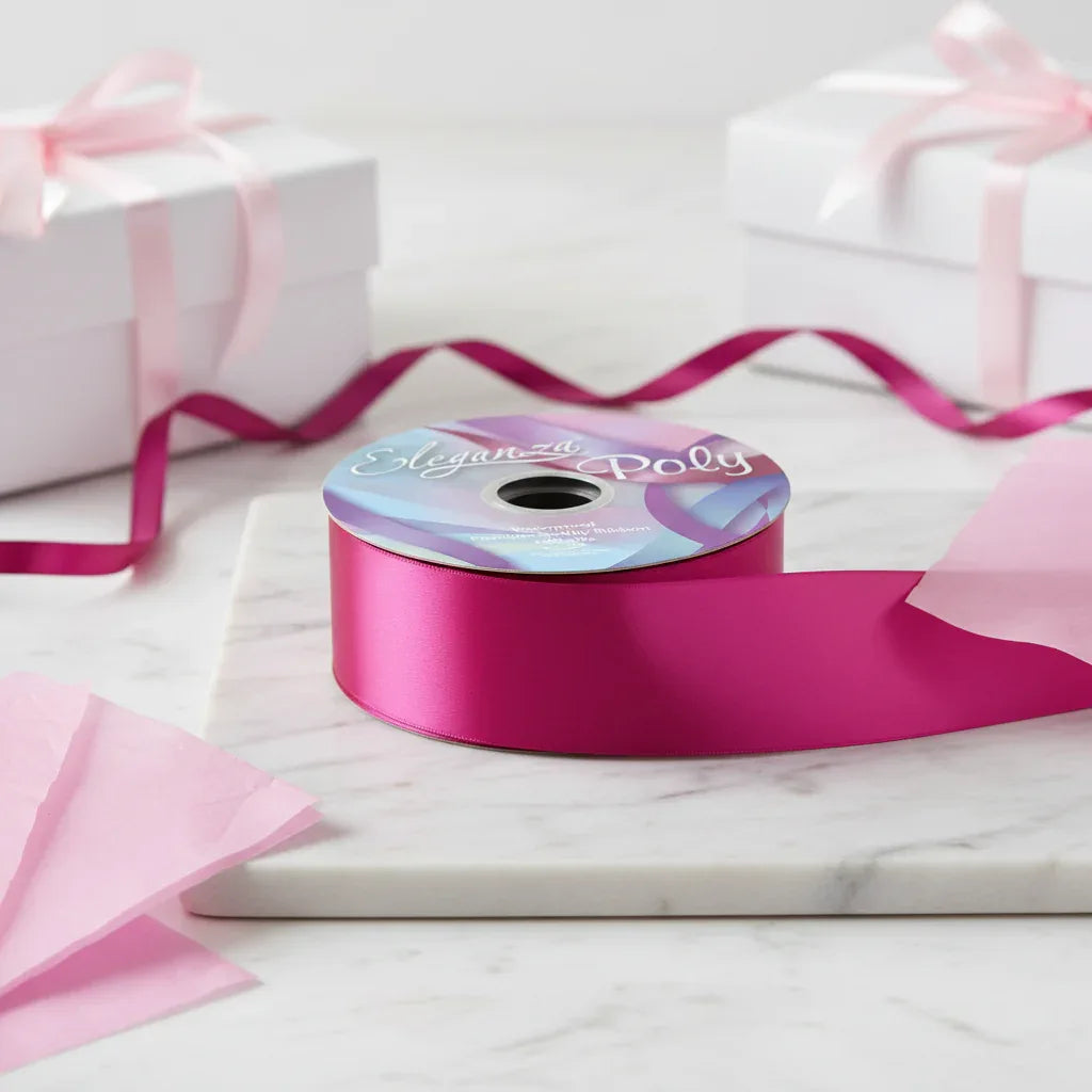 Eleganza Poly Ribbon 50mm x 91m (100yds) Deep Cerise - Why Not Shop