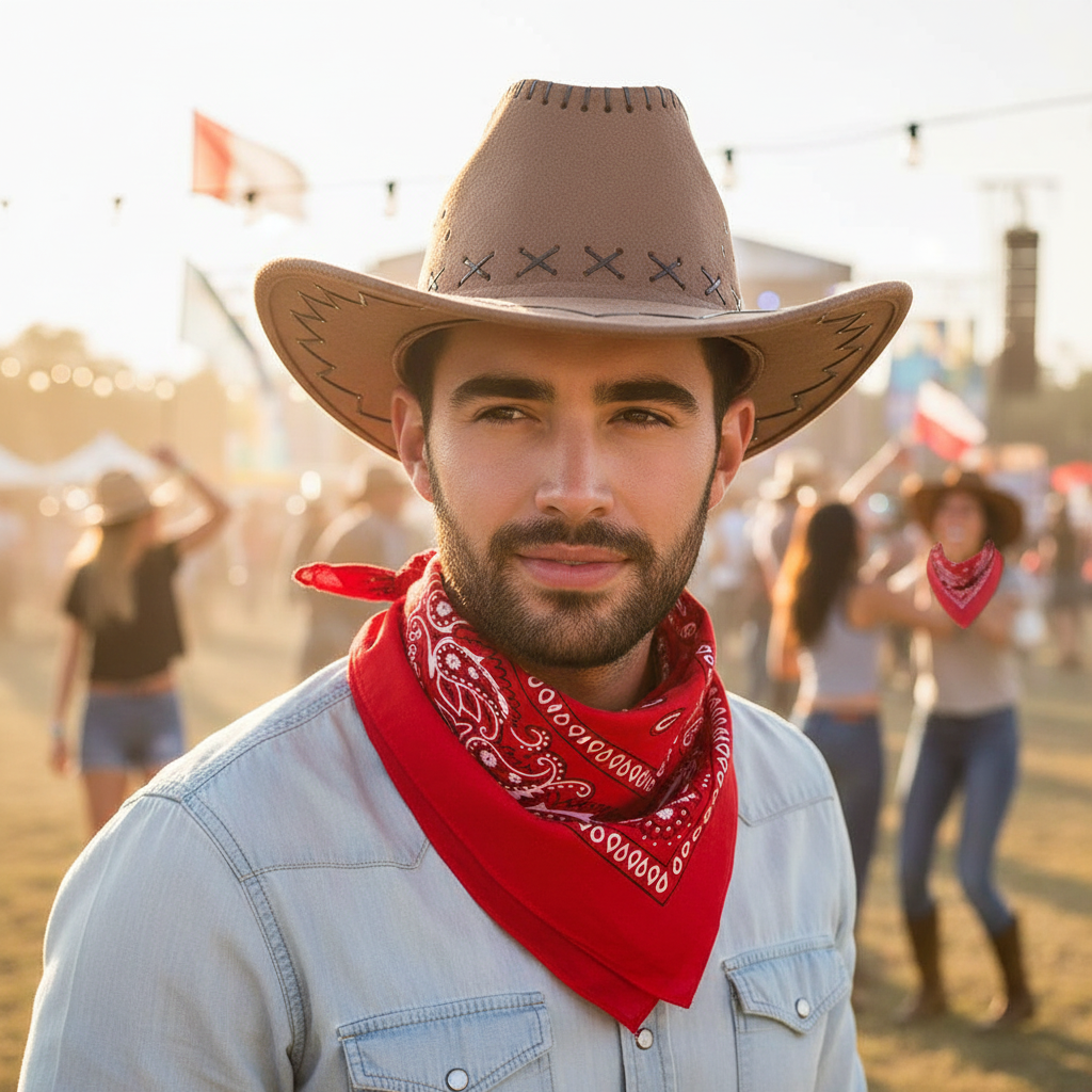 Wicked Costumes Red & White Paisley Cowboy Bandana – Fancy Dress Accessory | Merthyr Tydfil | Why Not Shop Online