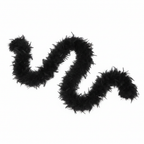 Black feather boa 60gm 1.7m elegantly draped on crisp white background for e-commerce