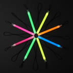Flat lay of assorted neon glow sticks with lanyards in multiple colours on black background - Why Not Shop