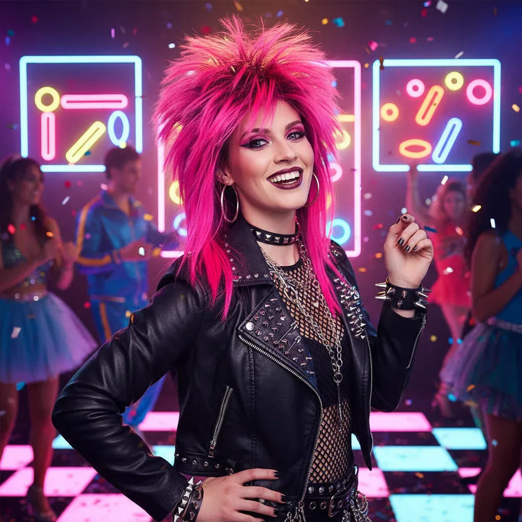 Wicked Costumes Women's 80s Spiky Pink Fancy Dress Wig - Why Not Shop