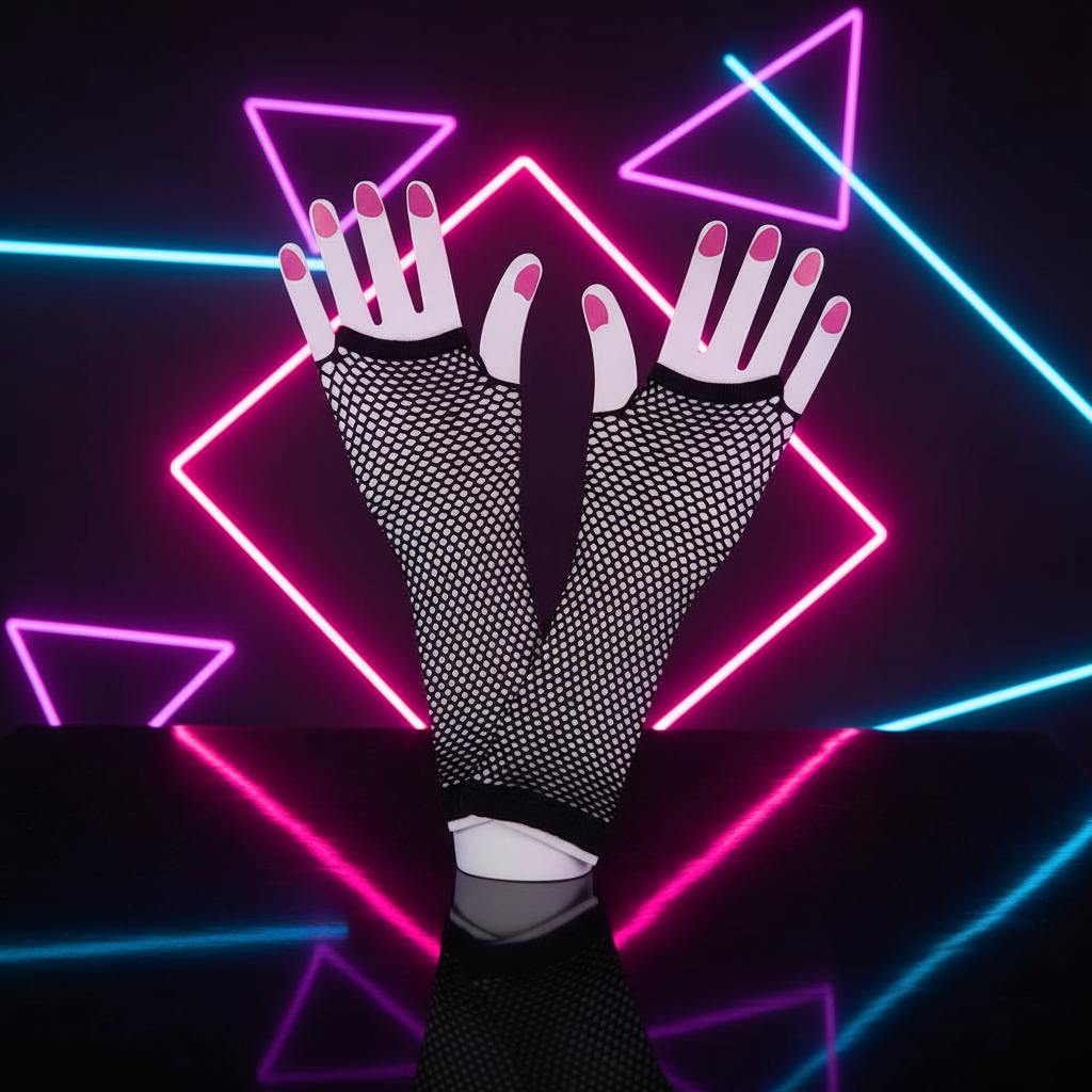 80's Black Long Net Gloves | Merthyr Tydfil | Why Not Shop Online