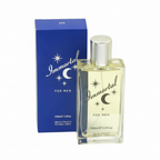 D&M Fragrances Immortal For Men 100ml EDT Spray — royal cobalt blue gift box beside clear glass bottle with silver chrome cap and pale golden liquid, pure white background hero shot