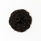 Heat resistant curly messy hair bun in dark brown 1B Queen of the Night shade on pure white background, Amazon and eBay compliant hero shot