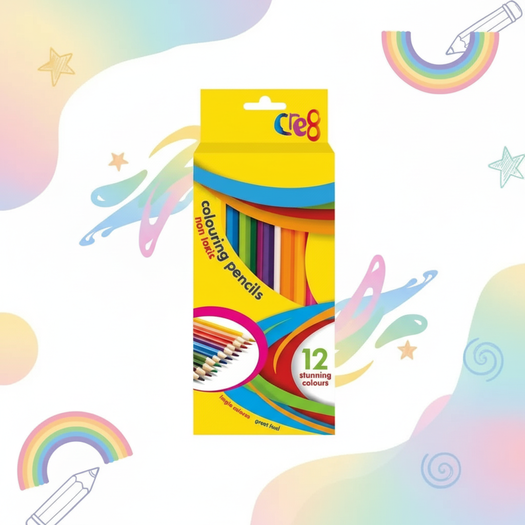Cre8 colouring pencils 12 pack assorted colours product shot on white background