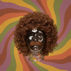 Wicked Costumes Men's Brown Perm Wig with Moustache - 70s Disco Style - Why Not Shop