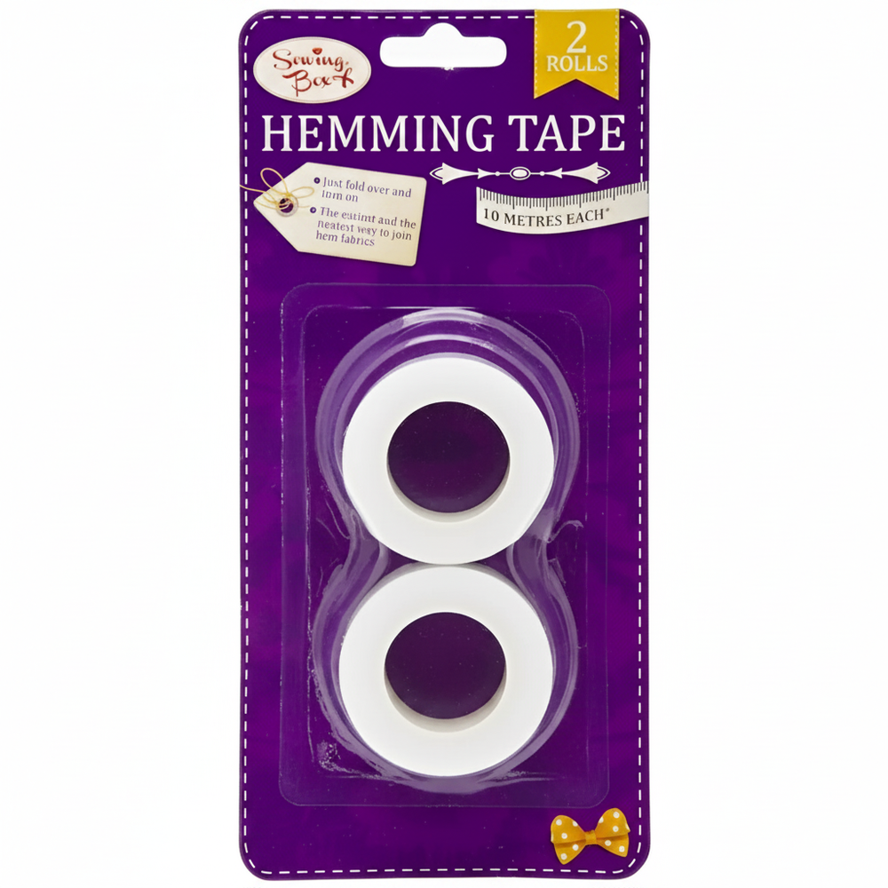 Hemming Web Tape 10 Metre Roll Twin Pack - Purple packaging with two white tape rolls on white background