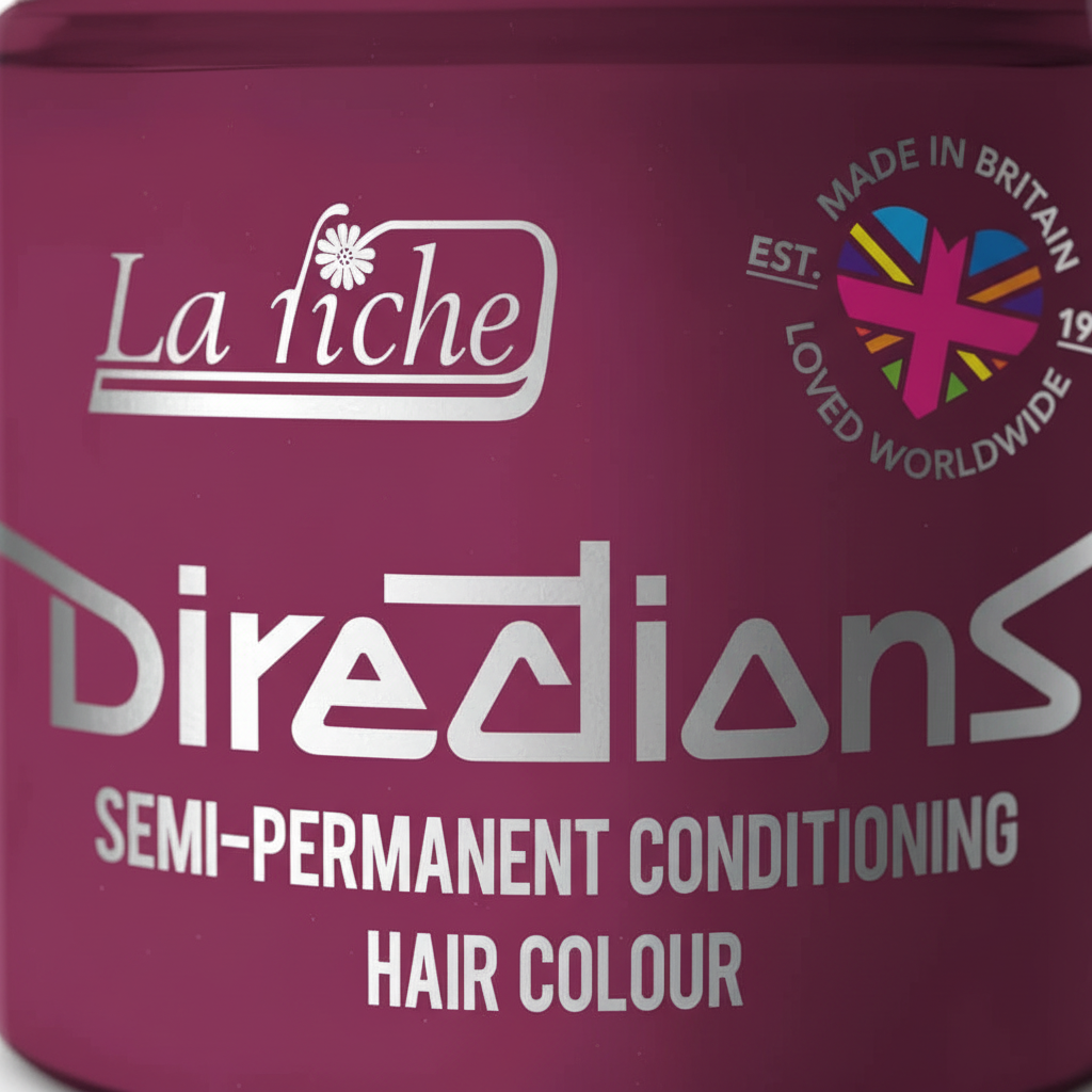 La Riche Directions Cerise Hair Dye - Close-Up Jar Texture and Branding Detail