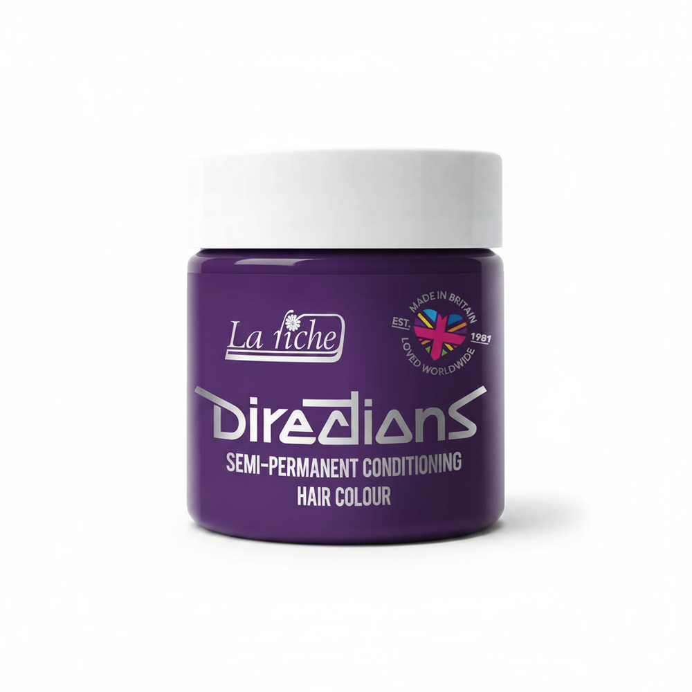 La Riche Directions Violet Semi-Permanent Hair Dye 88ml jar on pure white background, studio hero shot