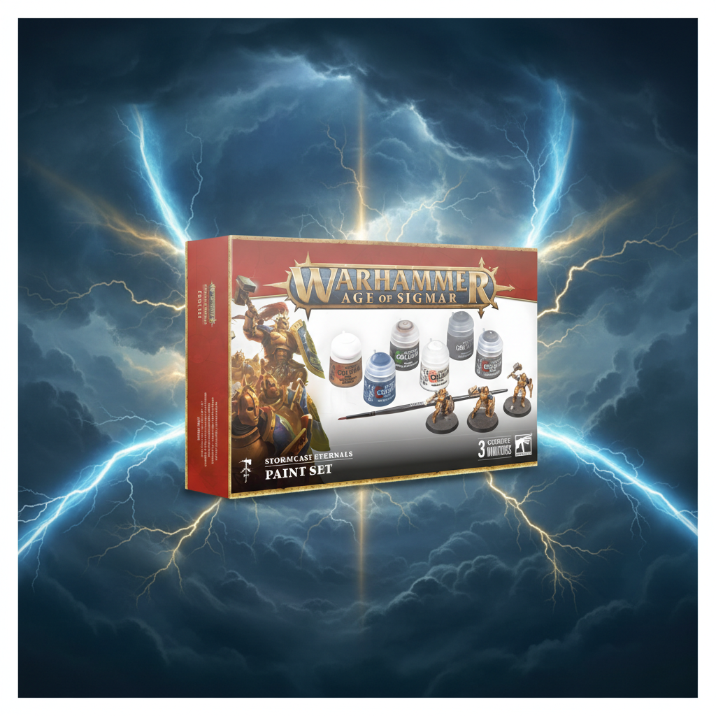 Age of Sigmar Stormcast Eternals Paint Set box with fantasy background