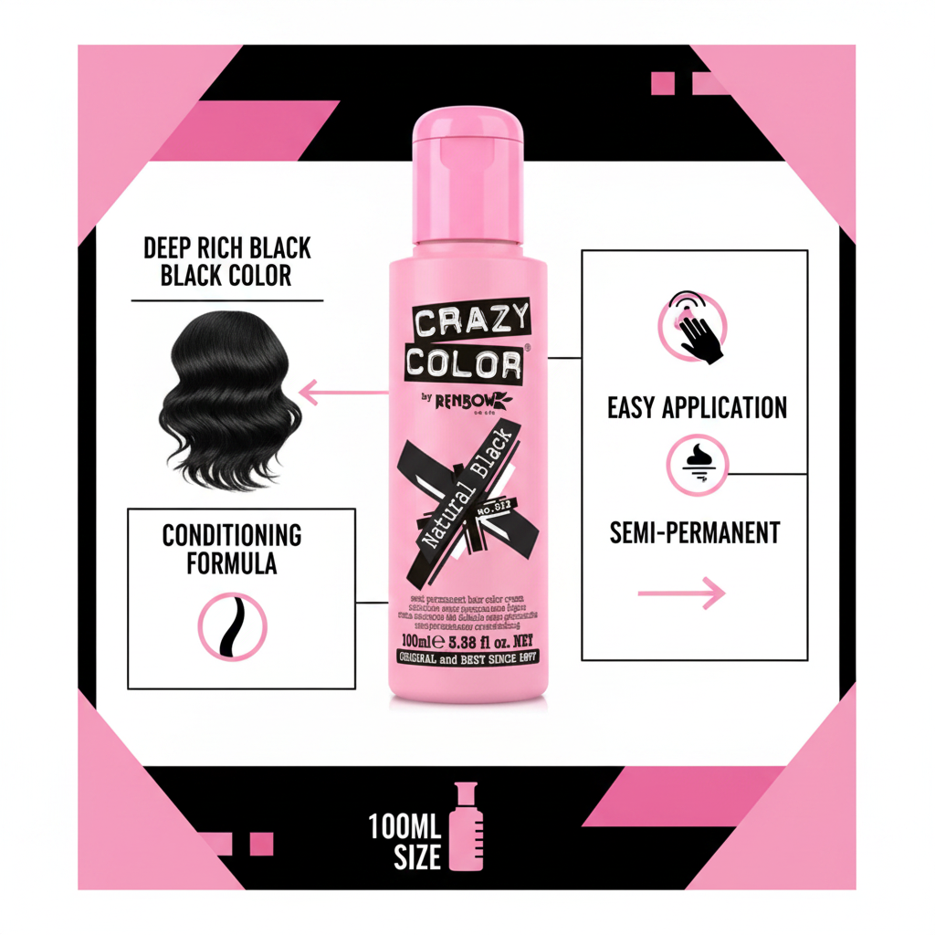 Crazy Color Natural Black Hair Dye - Key Benefits Infographic
