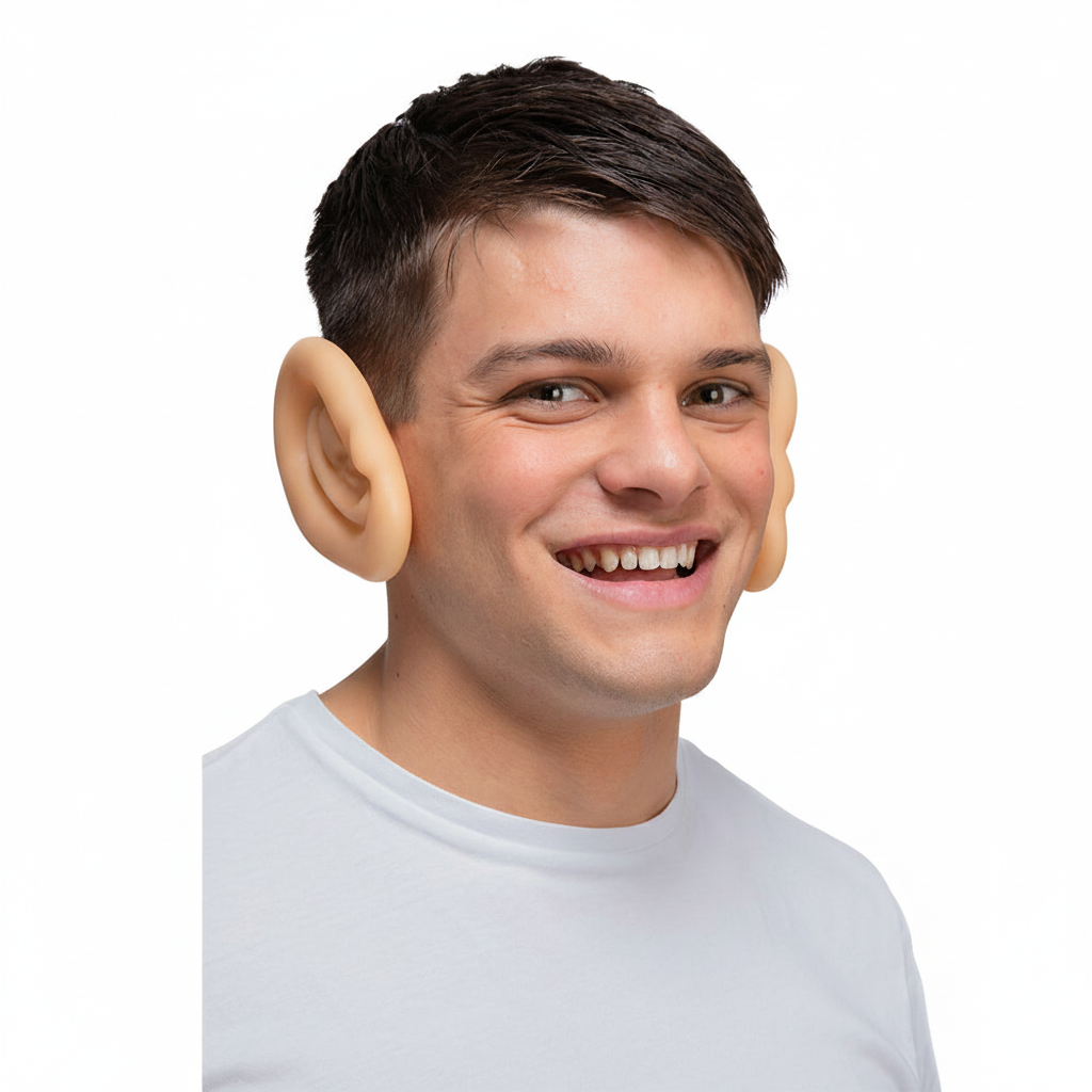 Funny Big Ears novelty oversized ears headband on pure white background — studio hero shot, Amazon/eBay compliant