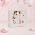 Large pink baby girl gift bag with adorable Hedge-Hugs Hetty hedgehog design, 26x14x33cm shopper bag