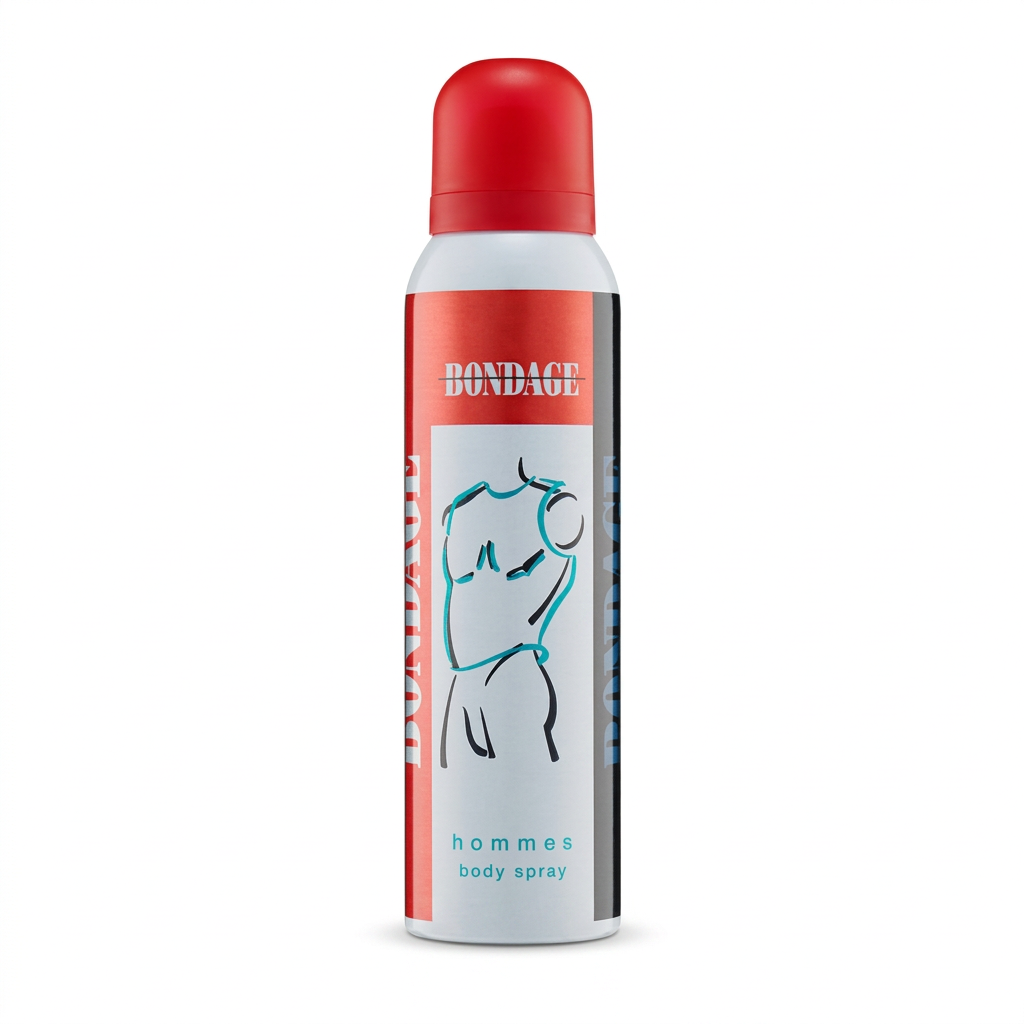 Milton Lloyd Bondage Homme body spray can with red cap on a white background.