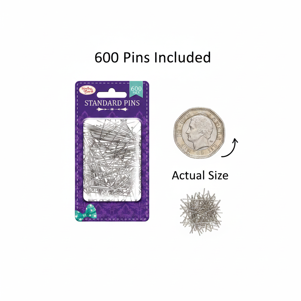Sewing Box Standard Steel Pins 600 Pack