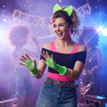 Wicked Costumes Women's 80's Neon Green Long Net Gloves - Why Not Shop