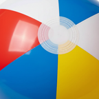 Extreme macro close-up of Inflatable Ball 18 Inch showing glossy PVC material quality and panel seams