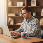 Best Dad mug on a home office desk beside a laptop – great gift for dads who work from home