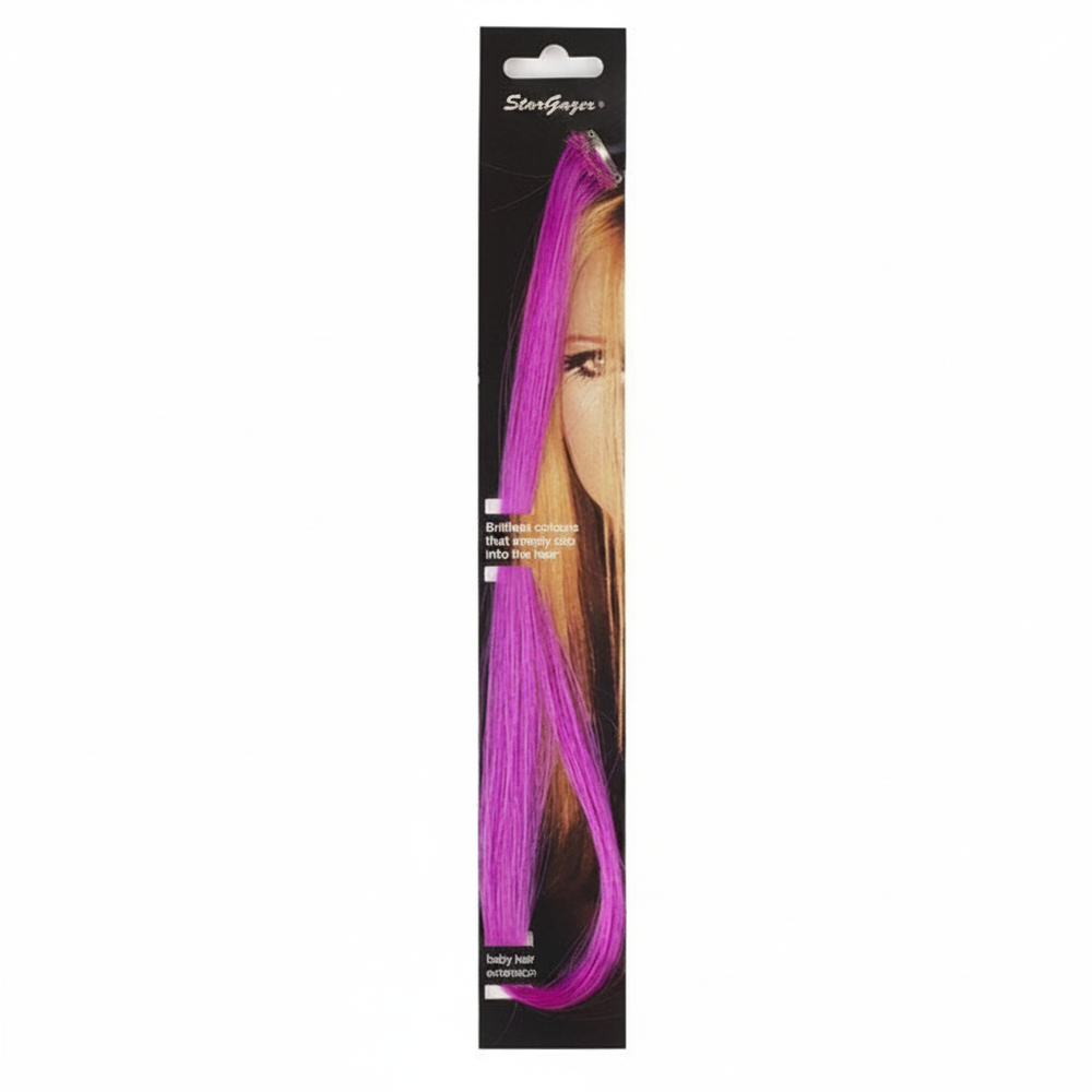 Stargazer Baby Hair Extension Fuchsia clip-in strip on pure white background, studio hero shot