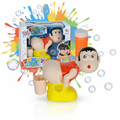 Funny Boy Bubble Farting Machine on colourful background with bubbles - hero product shot