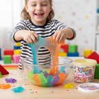Child playing with Slime Buddies - hands-on creative sensory play with colorful slime toys