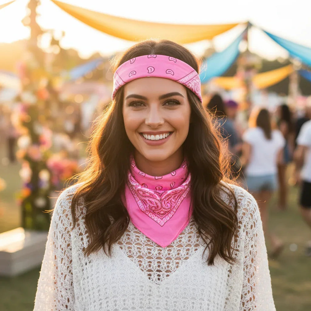 Wicked Costumes Women's Cowboy Bandana - Baby Pink Fancy Dress Accessory - Why Not Shop