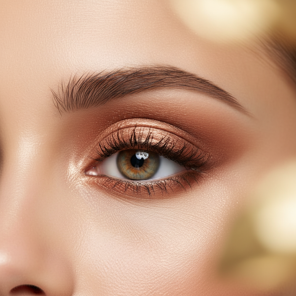Beautiful eye makeup featuring Laval Pearl Eye Shader Bronze shimmer eyeshadow finish