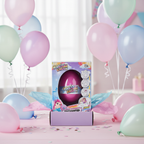 Magical Kingdom Enchanted Egg presented as a birthday gift in a box with balloons and confetti, perfect surprise toy for kids