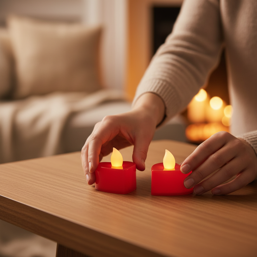 Heart-Shaped Battery Tea Lights – 2 Pack