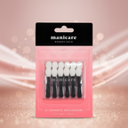 Manicare Eyeshadow Applicators pack displayed front-facing on a rose gold gradient background