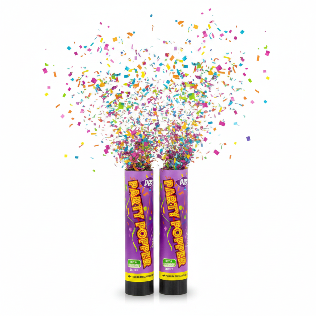 Colour Confetti Cannon Party Poppers 21cm - Hero Studio Shot