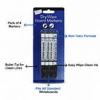 Tallon Dry Wipe Markers Pack of 4 feature infographic with callouts