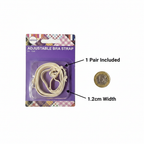 Adorn Adjustable Bra Strap pack placed beside a UK £1 coin on a white background to show product size — 1 pair included, 1.2cm width