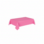 Unique hot pink plastic party tablecover 54x108 inches on white background