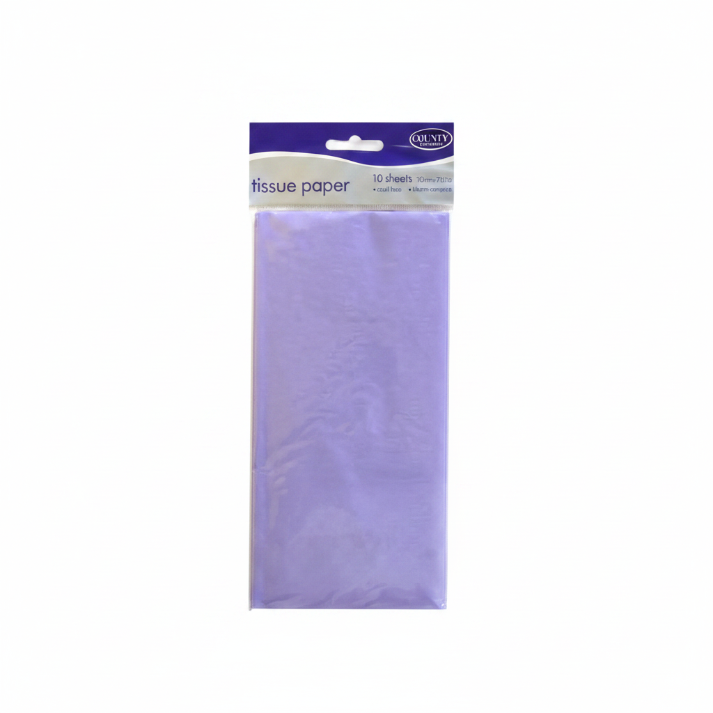 Lilac tissue paper pack of 10 sheets on white background, studio hero shot