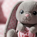 Extreme close-up of supersoft grey plush texture on Swizzels Love Heart Bunny
