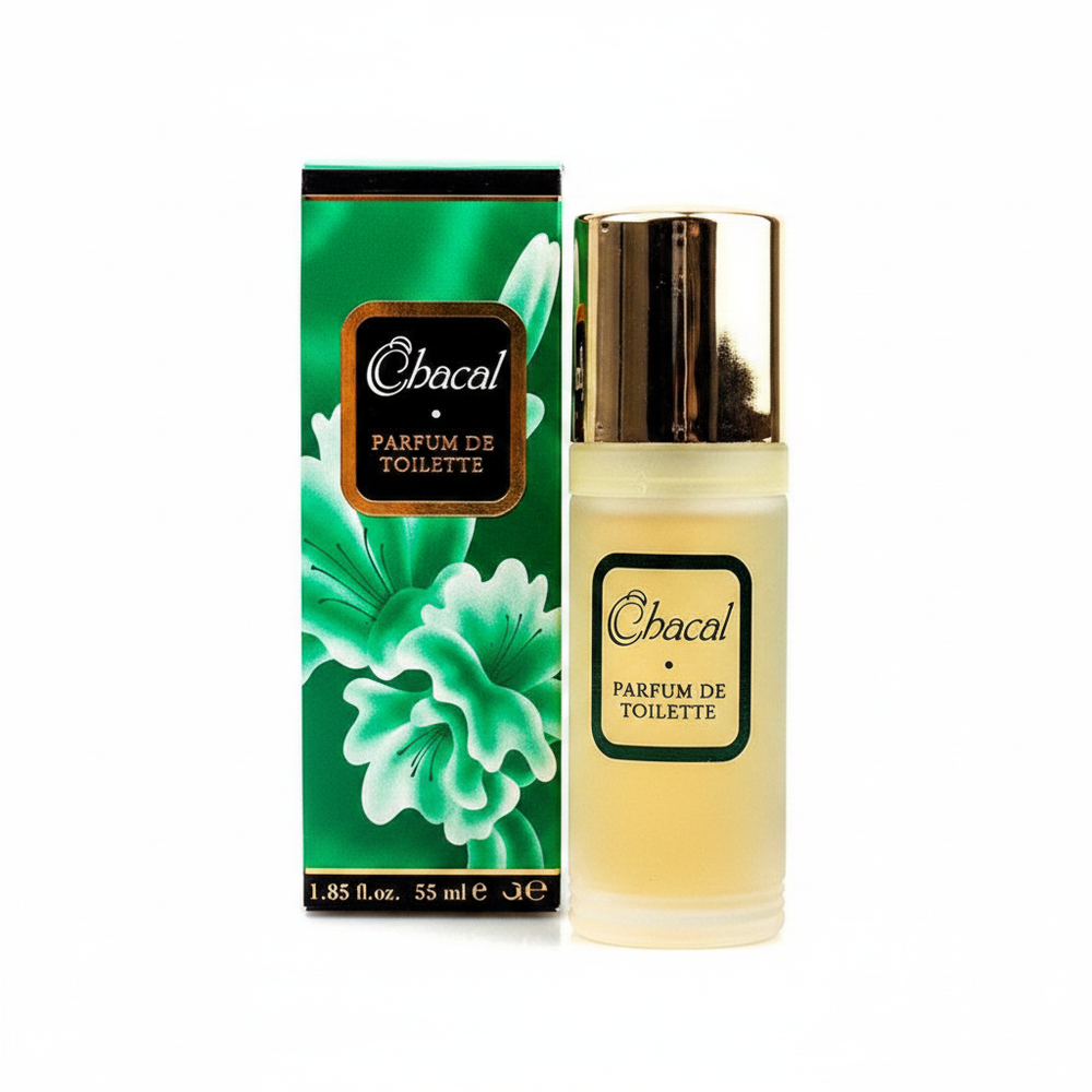 Milton Lloyd Chacal Parfum De Toilette 55ml — pale golden bottle with gold cap and emerald green box on white background